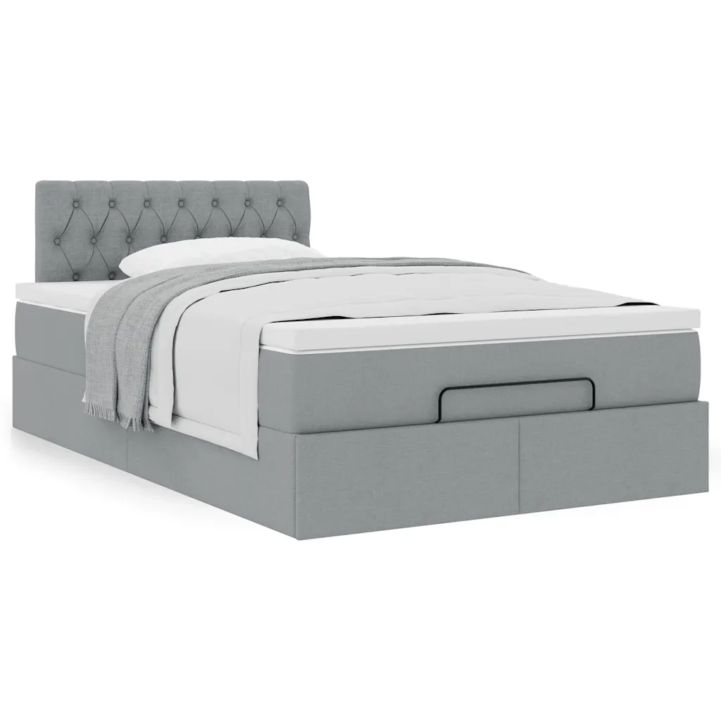 Pouf Letto con Materasso Grigio Chiaro 120x200 cm in Tessuto 3311532