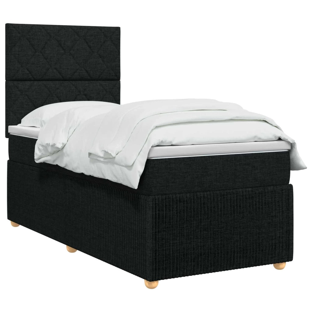 Letto Box Spring LED con Materasso Nero 90 x 190 cm Tessuto 3455757