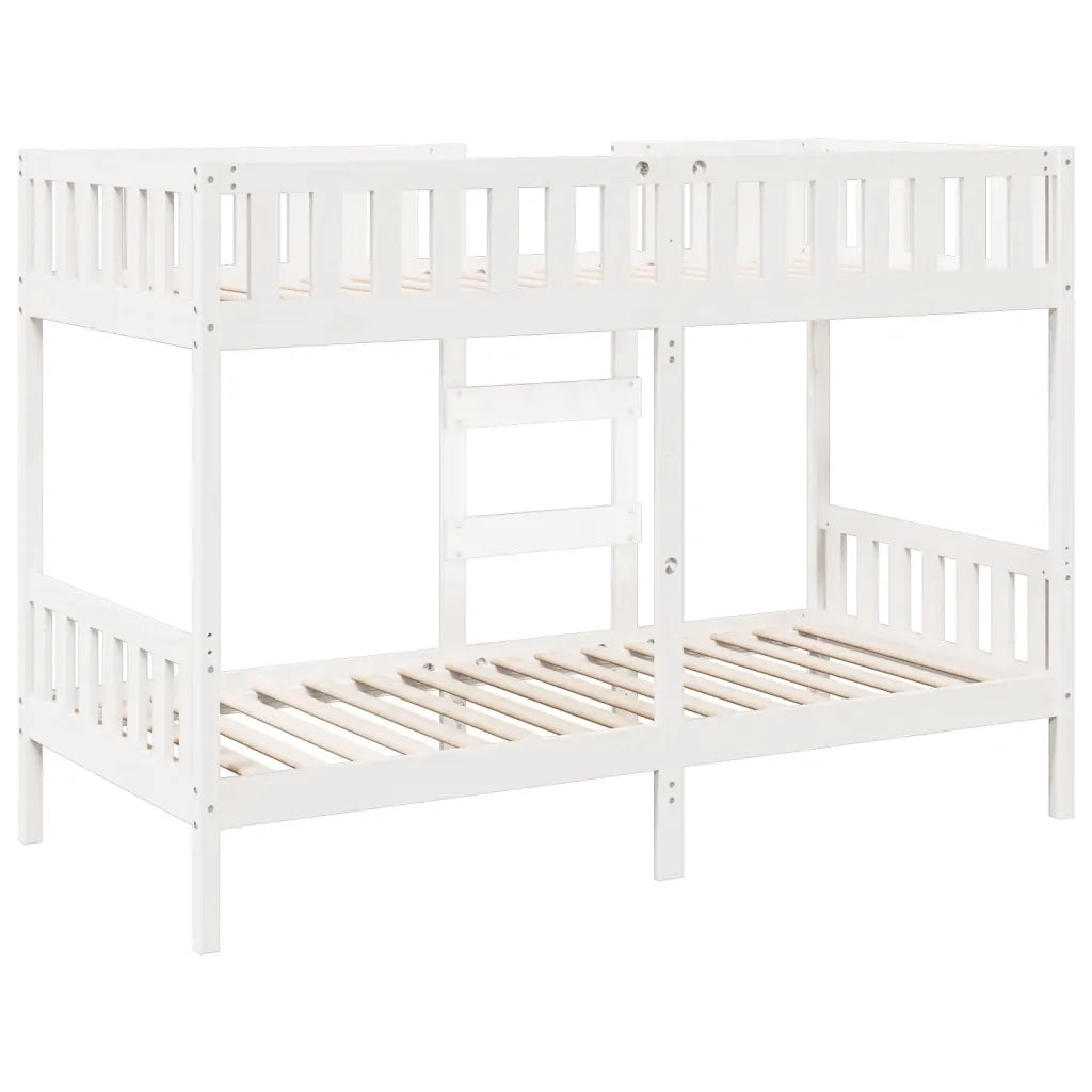 Letto a Castello Bianco 90x190 cm in Legno Massello di Pino
