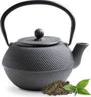 Teapot 11 Litri in Stile Giapponese - Con Filtro in Acciaio Inossidabile Rimovibile - Interno Smaltato - Colore Nero