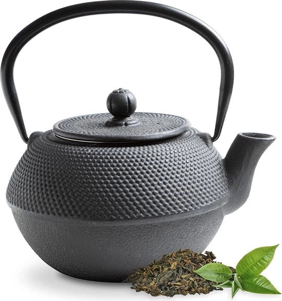 Teapot 11 Litri in Stile Giapponese - Con Filtro in Acciaio Inossidabile Rimovibile - Interno Smaltato - Colore Nero