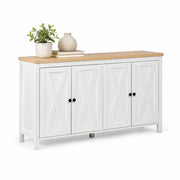 Credenza con 4 ante e 2 ripiani regolabili per soggiorno in MDF 140×40×78 cm bianco