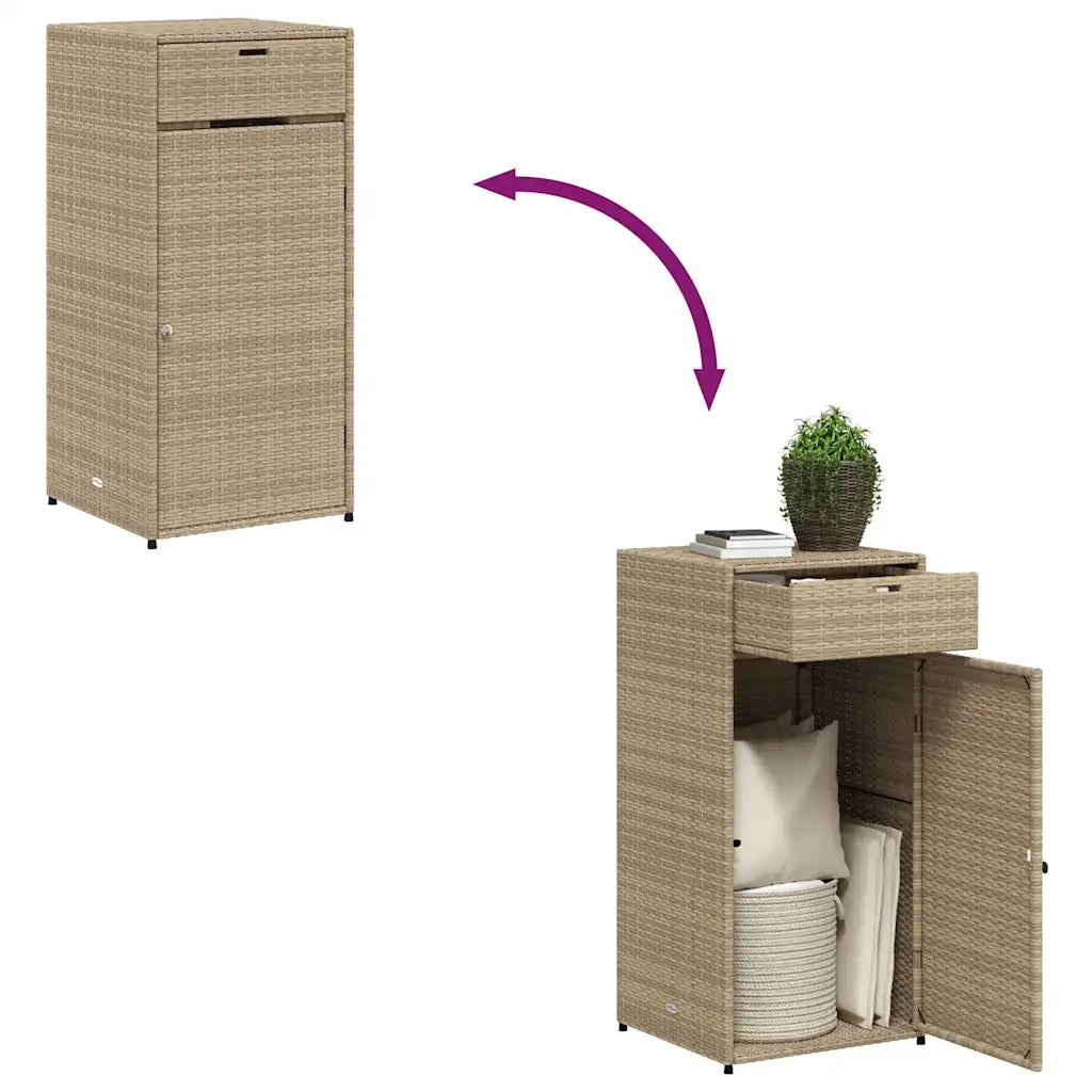 Armadietto Portaoggetti Giardino Beige 55x55x111cm Polyrattan