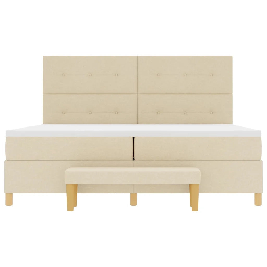 Letto a molle con materasso Crema 200 x 200 cm Tessuto 3344329