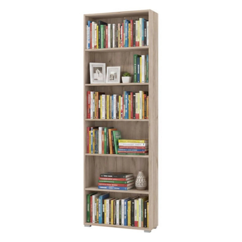 Biblioteca Pramollo, Libreria 5 Ripiani, 70x24.5x211.5h cm Marrone Rovere Grigio