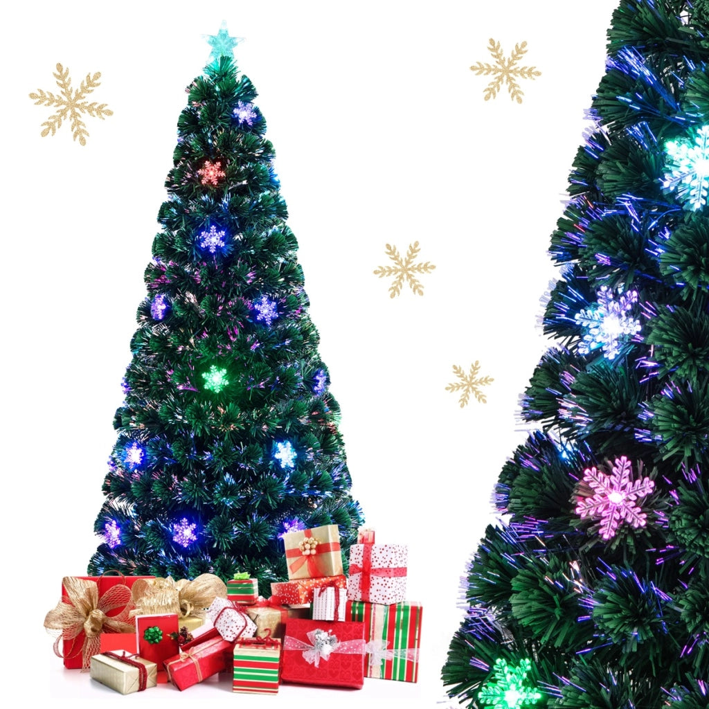 180cm Albero di natale illuminato con 28 led Albero di abete artificiale con fibra ottica cambia colore-Alberi di Natale