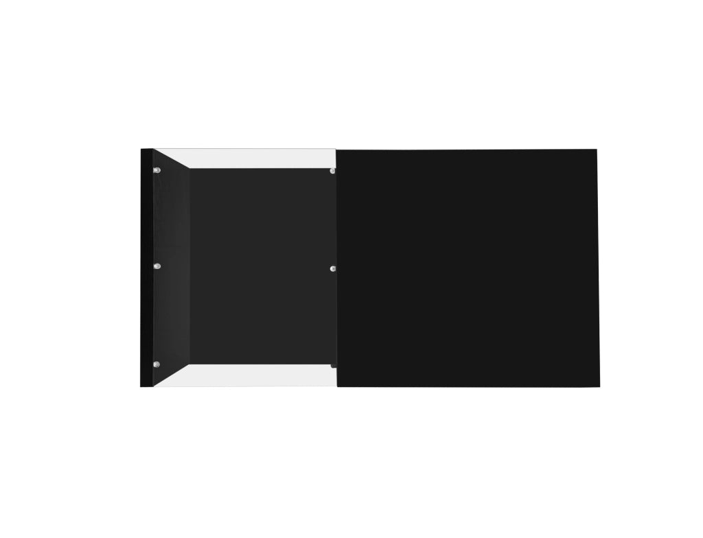 Tavolino da salotto nero lucido con ripiano e LED