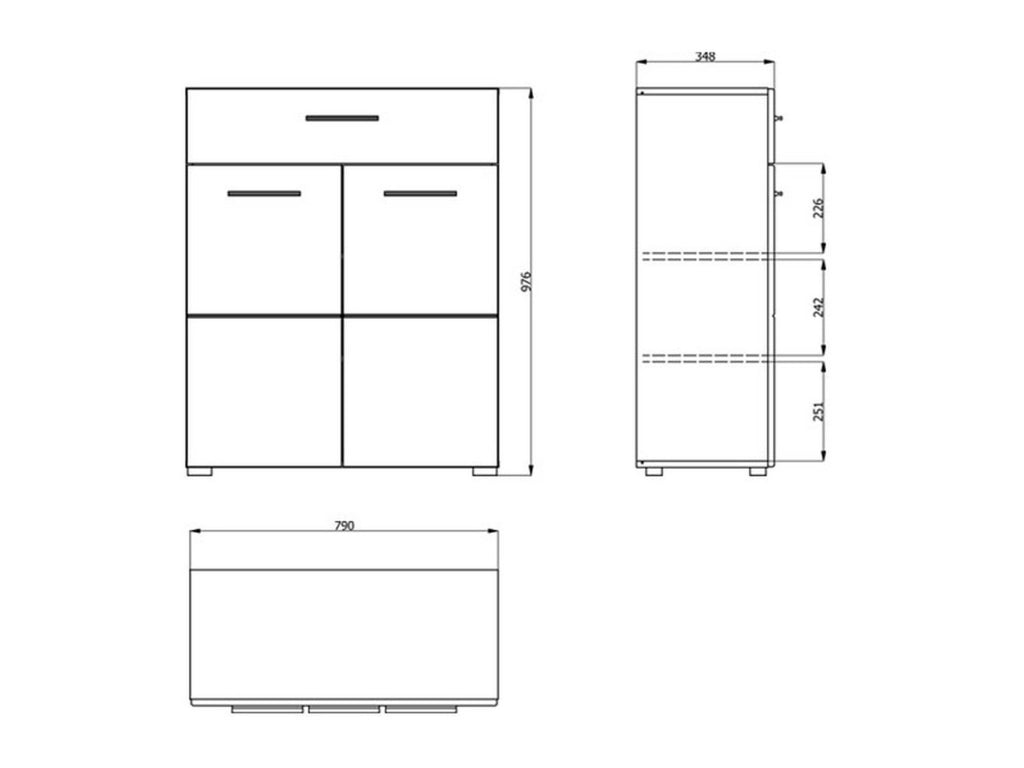 Madia Verduno, Credenza un Cassetto, 79x35x97.5h cm Bianco