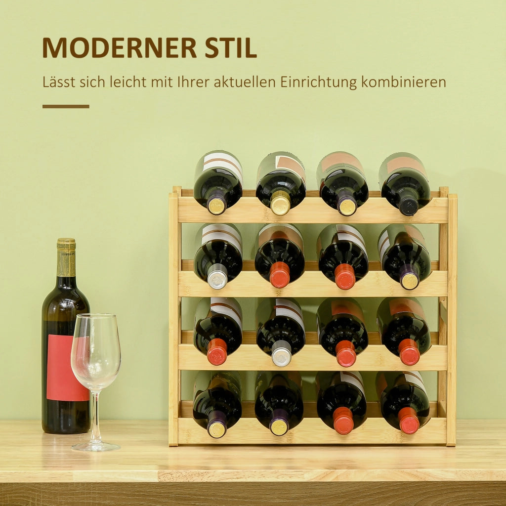 Portabottiglie vino bamb¨´ 16 bottiglie ¨C Xylo ¨C 4 ripiani naturale 43x23,5x38 cm