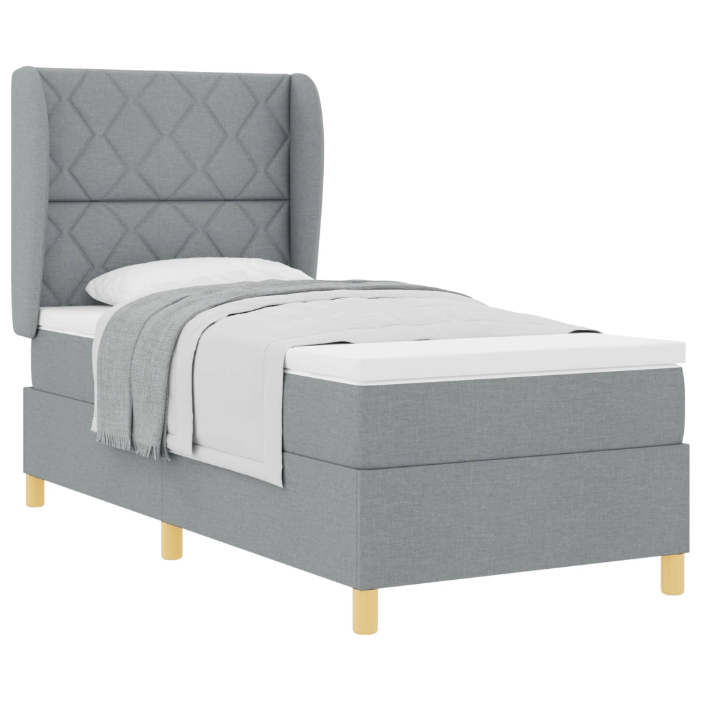 letto a molle di con materasso grigio chiaro 100x200 cm in tessuto