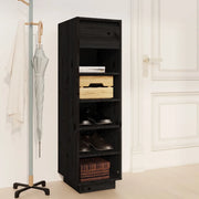 Scarpiera Nera 30x34x105 cm in Legno Massello di Pino 813559