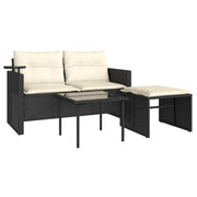 Set Divani da Giardino 3 pz | Set Salotto da Giardino con Cuscini in Polyrattan Nero