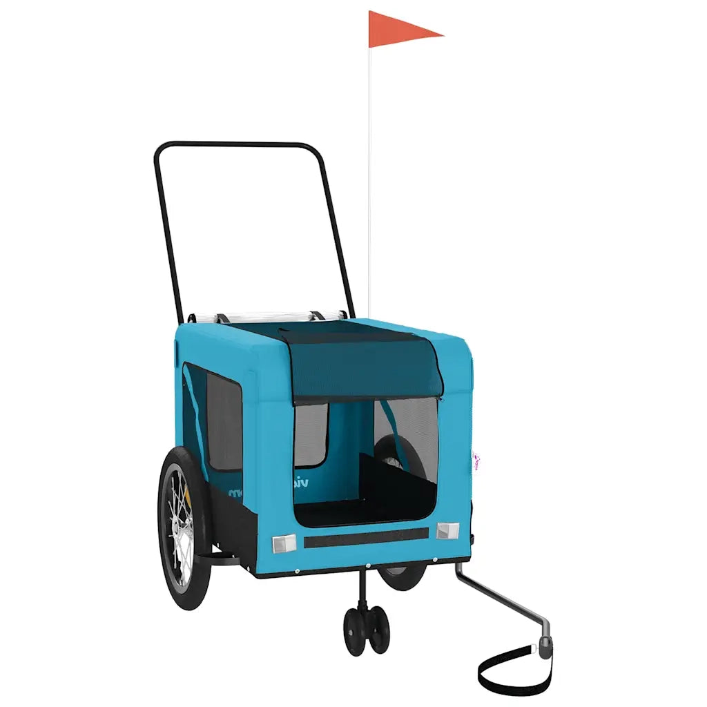 Rimorchio da Bici per Animali Blu e Nero Oxford e Ferro CFW3635562