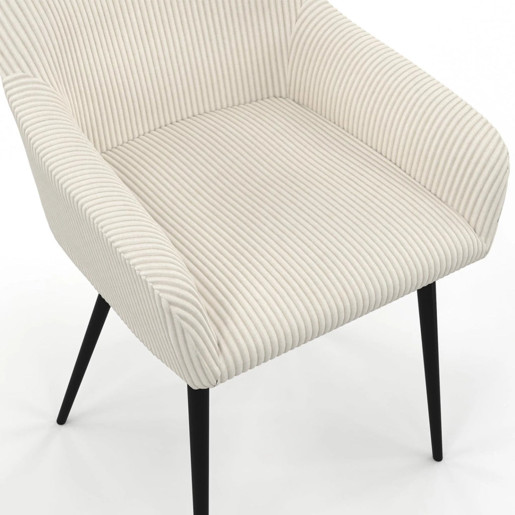 Set di 2 sedie e poltrone da pranzo JANY in velluto a coste beige