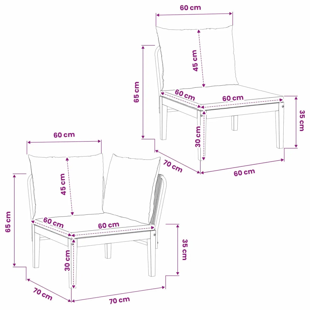 2 pcs Set da Giardino con Cuscini Naturale 42022072