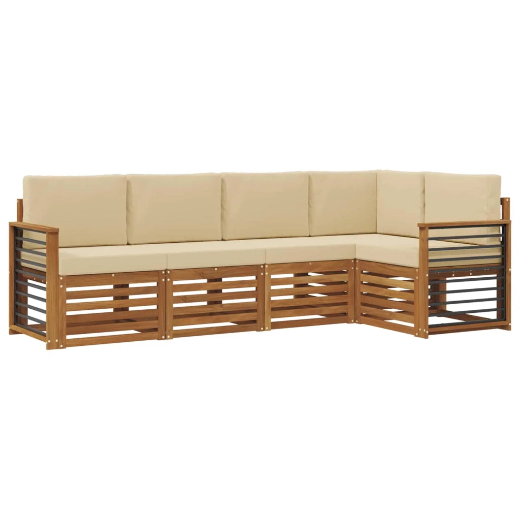 Set divano sezionale con cuscino 5 pcs Naturale e Beige 3374823
