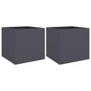 2 pz Fioriere | Cassetta per fiori | Vaso Antracite 42x40x39 cm in Acciaio