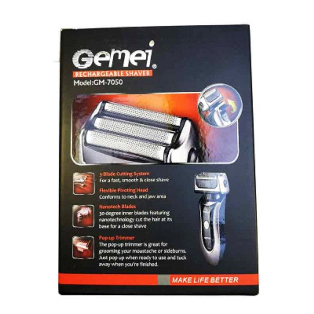 Trade Shop - Rasoio Elettrico Uomo Taglia Barba Ricaricabile A Batteria Impermeabile Gm-7050 -
