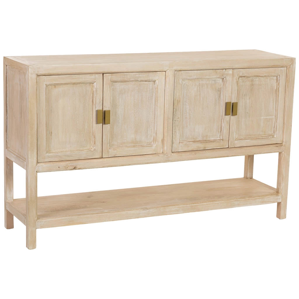 Credenza in legno beige con 4 ante 150x40x90h cm