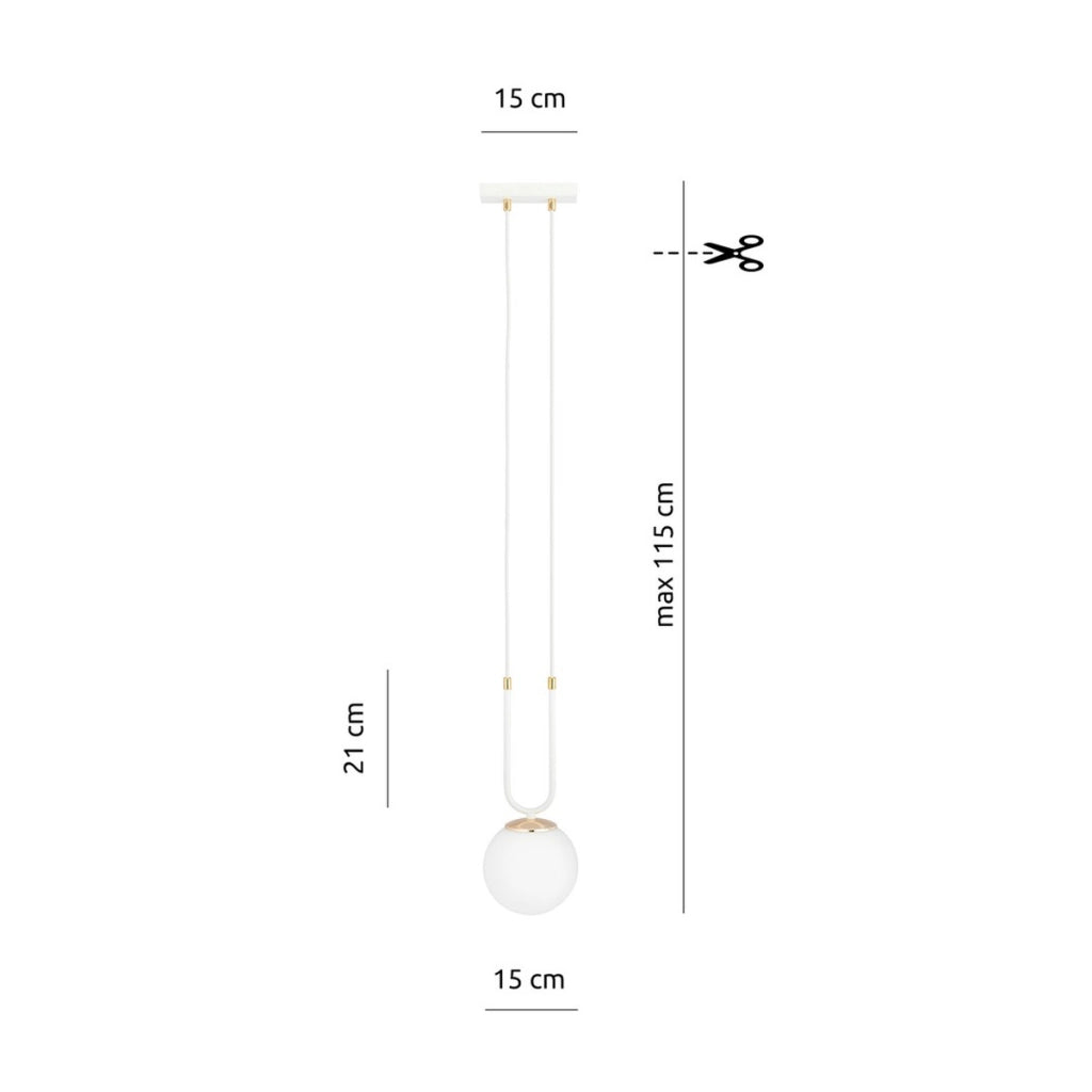 Lampada a sospensione GLAM in acciaio bianco opale e oro
