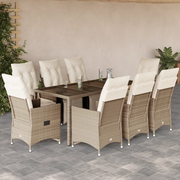 Set da Bistrò da Giardino 9 pz con Cuscini Beige in Polyrattan 3276942