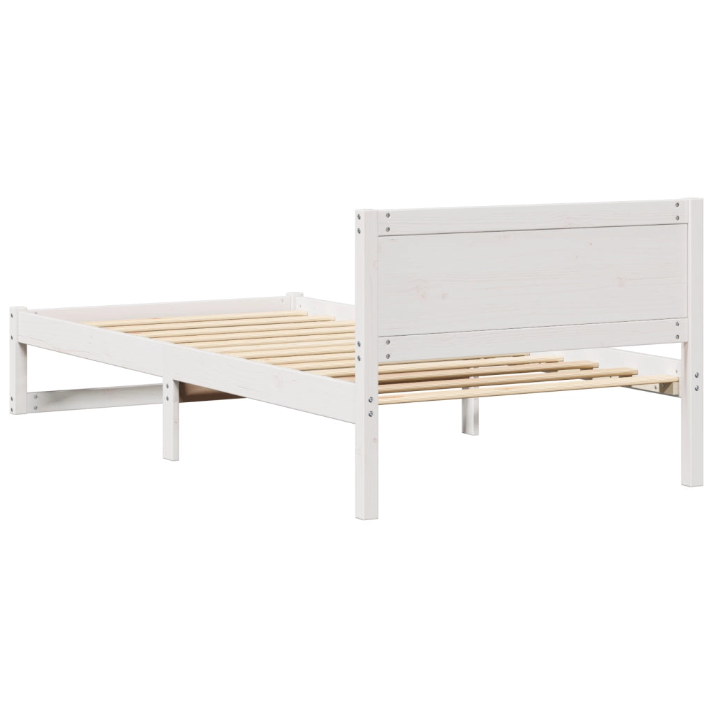 Struttura Letto Bianca Legno Massello di Pino 75 x 190 cm