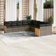 Set Divano da Giardino 10 pz con Cuscini Grigio in Polyrattan 3228034