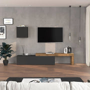 WHOUS Parete attrezzata Chronos set soggiorno antracite opaco e rovere 190/350x40 cm