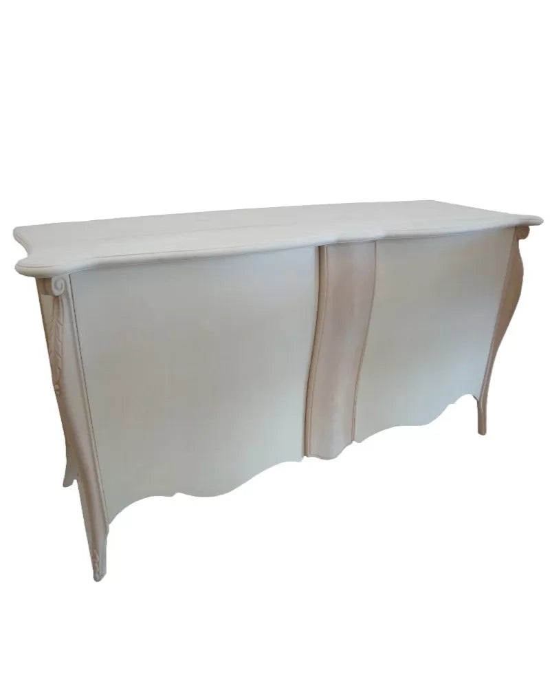 Credenza sagomata 2 porte 1 cassetto estraibile legno grezzo 165x52x88 (2112) - Mobili 2G