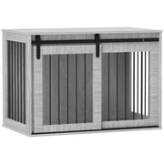 Casetta per cani con porta scorrevole e ventilazione ¨C zephmum ¨C Grigio, pannello truciolare e acciaio, 98x58x61 cm