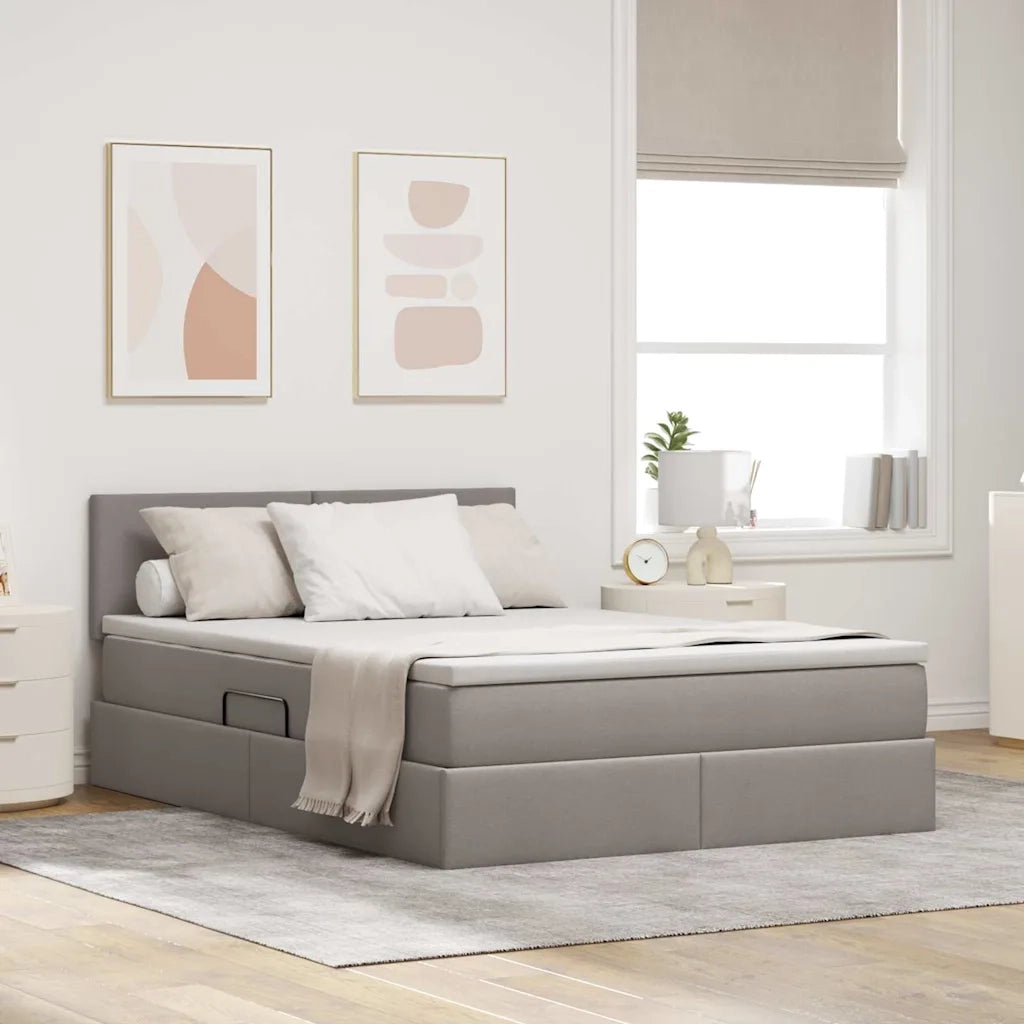 Letto con contenitore LED e materasso Tortora 140 x 200 cm