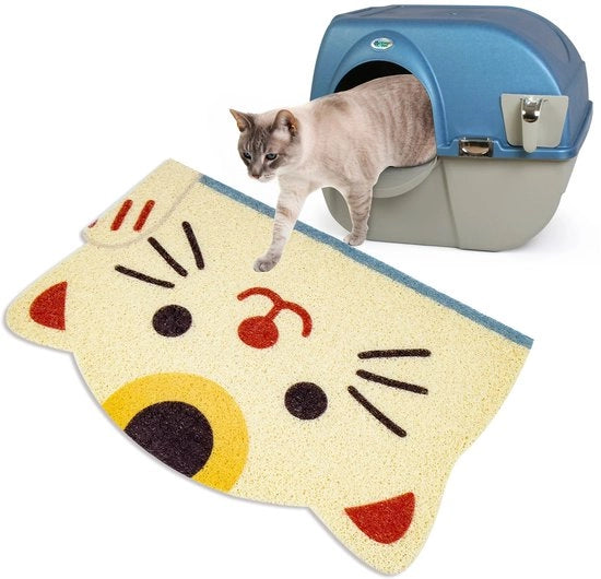 Mat per gatto, PVC impermeabile e antiscivolo, design gatto per gatto, morbido per le zampe, 40x60 cm, beige