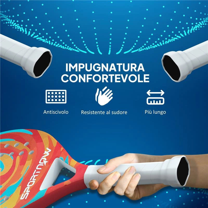 RACCHETTA PADEL IN FIBRA DI CARBONIO CON IMPUGNATURA ANTISCIVOLO E BORSA DI TRASPORTO GIALLO