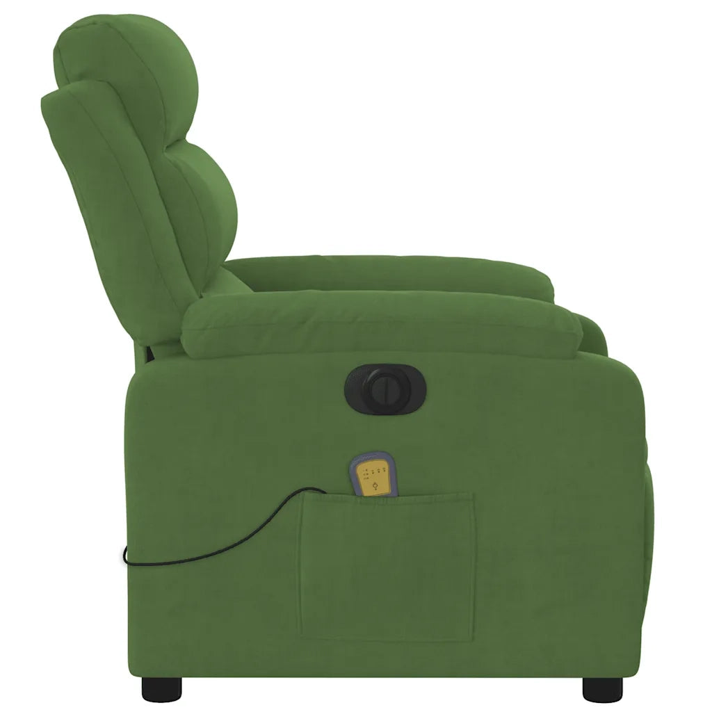 Poltrona Massaggiante Reclinante Elettrica Verde Chiaro Velluto 3205084
