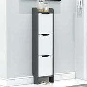 scarpiera Scarpiera in Noce+Bianco con Ante e scarpiera Sottile con Secchiello Ribaltabile autoportante per Ingresso e scarpiera Stretta da 40 cm/16 Pollici
