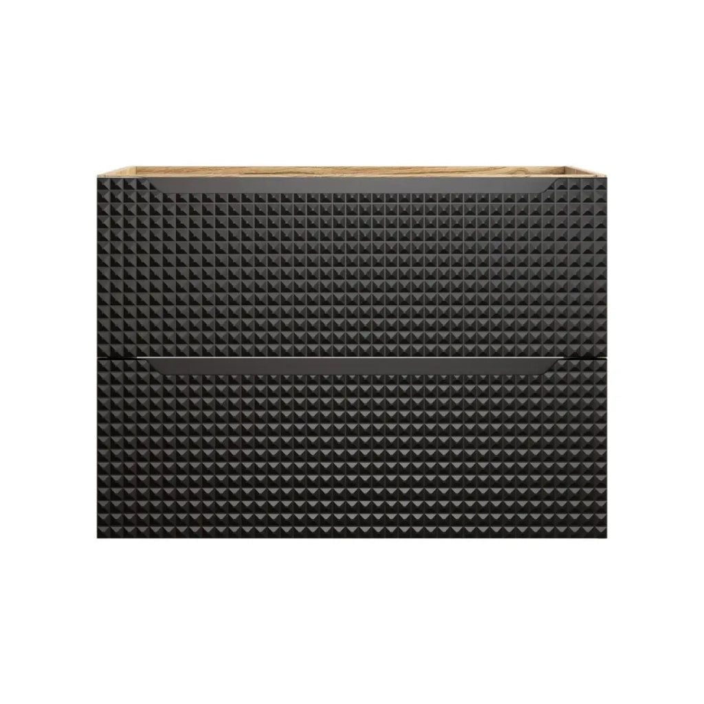 Mobile sottolavabo VELNIA – 2 cassetti – 80 cm – Colori rovere chiaro e nero – Da appendere
