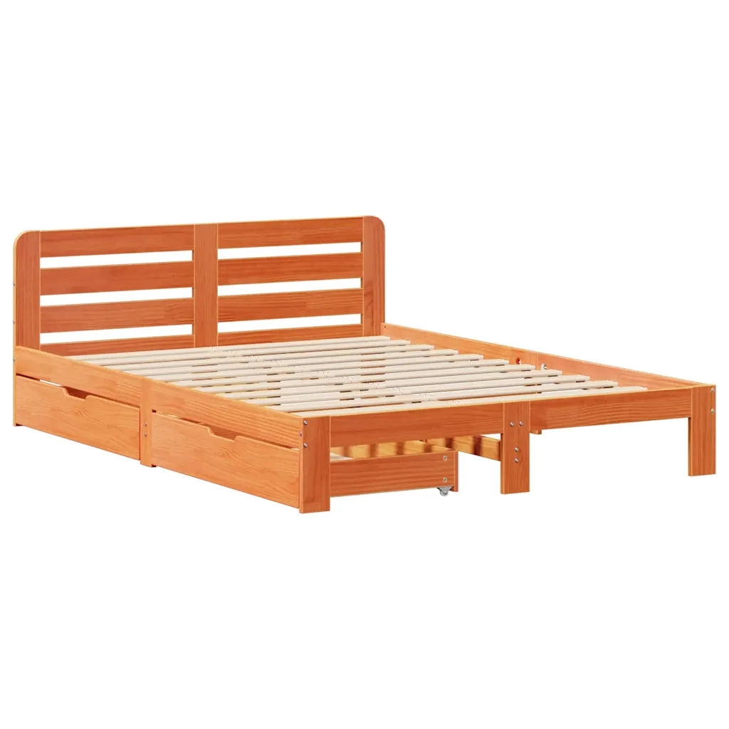 vidaXL Letto senza Materasso Marrone Cera 135x190 cm in Legno di Pino