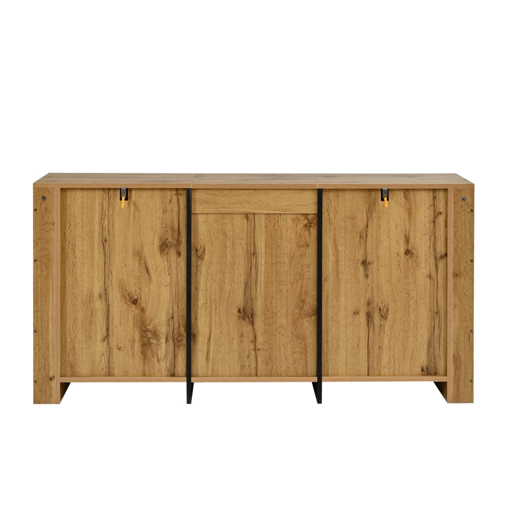 Credenza con 3 cassetti e ripiani regolabili per soggiorno in truciolato 135×35×70 cm