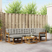 Set di divani da esterno 7 pcs Grigio Naturale e Chiaro