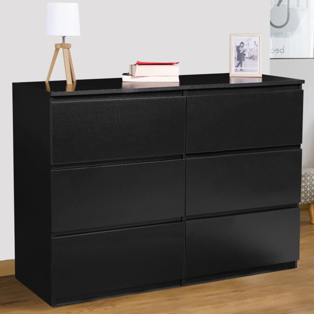IDMarket - TOMI Cassettone a 6 cassetti da 110 cm in legno nero