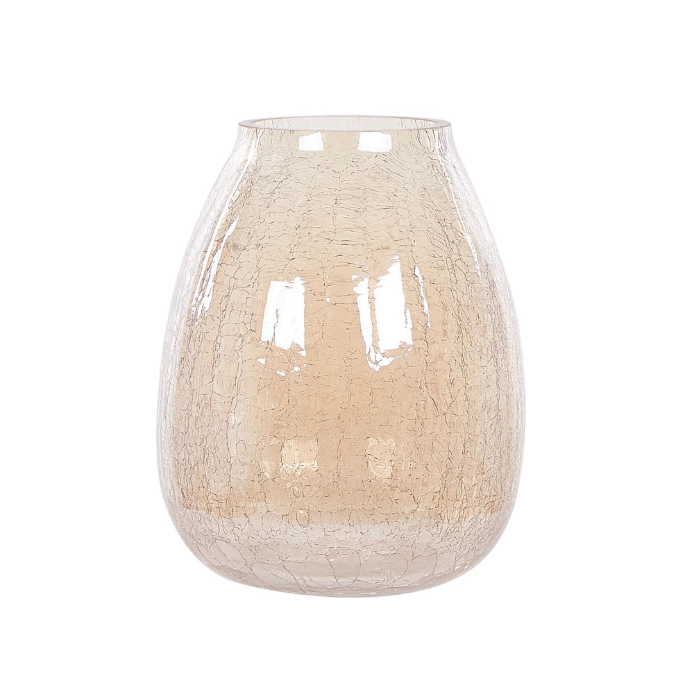 Vaso di fiori in vetro di colore beige effetto lucido 22 cm stile moderno centrotavola soggiorno