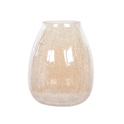 Vaso di fiori in vetro di colore beige effetto lucido 22 cm stile moderno centrotavola soggiorno