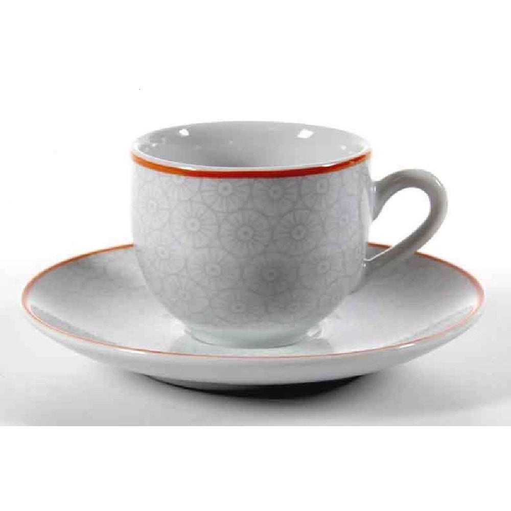 Trade Shop - Set 6pz Tazzine Caffè + 6 Piattini Tazzina Classico Moderno Toledo Grigio 720352 -