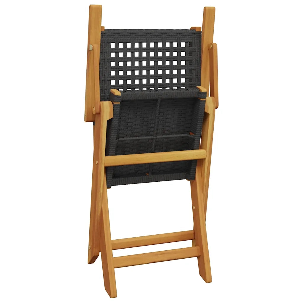 Sedie Giardino Pieghevoli 8 pz Nere Polyrattan e Legno Massello 3214558