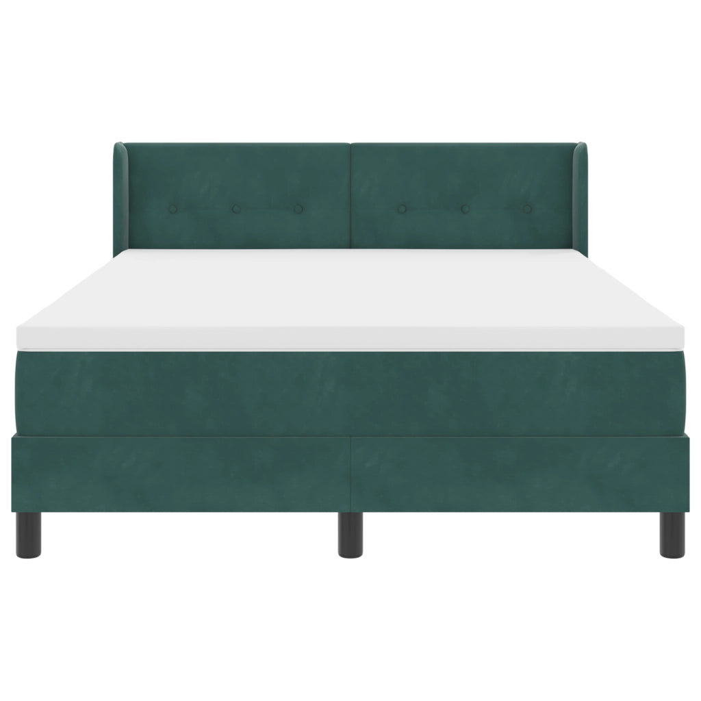 Letto Box Spring con Materasso Verde Scuro 140x190 cm Velluto