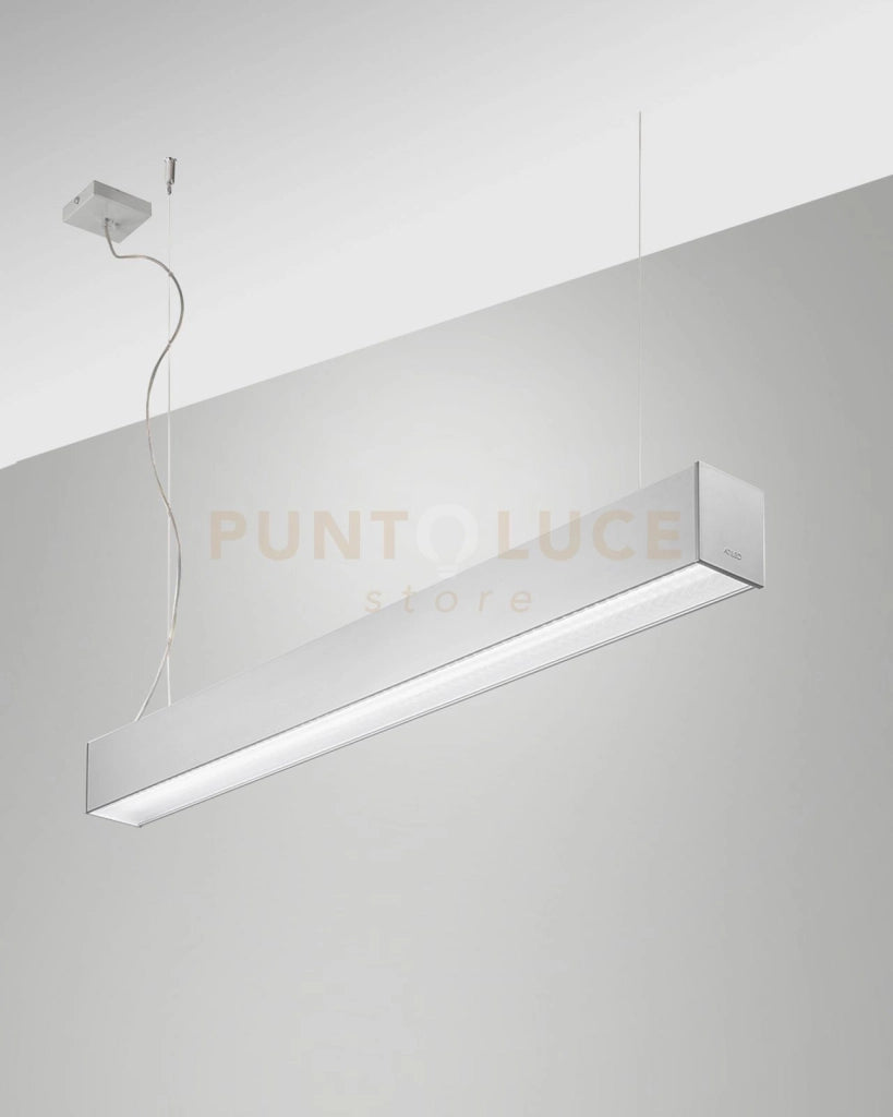 TURNER SOSPENSIONE ALLUMINIO LED 29W 3000K 3470LM PRISMATIC IP40  DIMMERABILE DALI 100CM