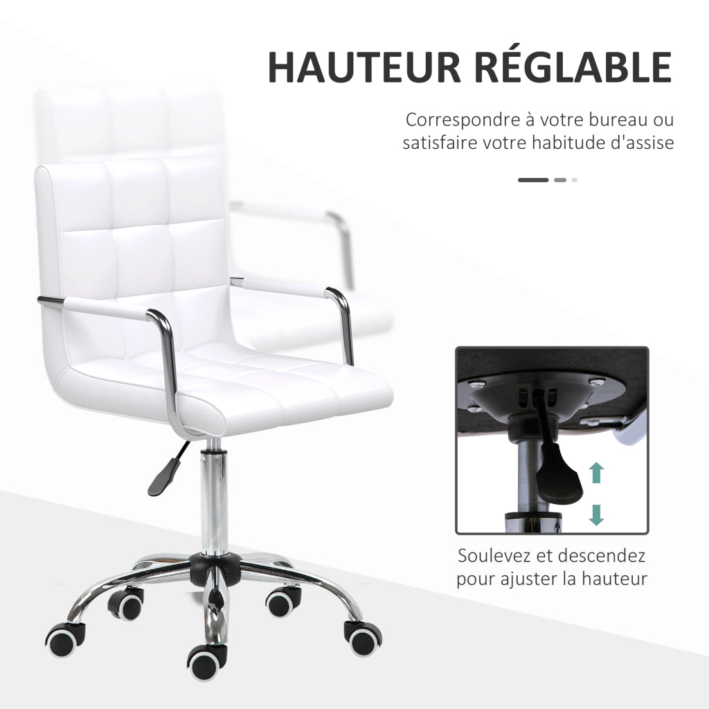 Poltrona da ufficio ¨C Zephmum ¨C Pivotante, Altezza regolabile, Imbottita, Colore bianco