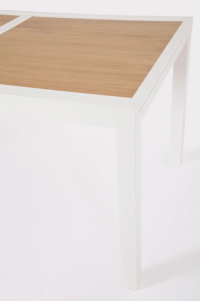 Tavolo Allungabile da Esterno 160-240x90x75h cm in Alluminio e Polywood Hilija Naturale e Bianco
