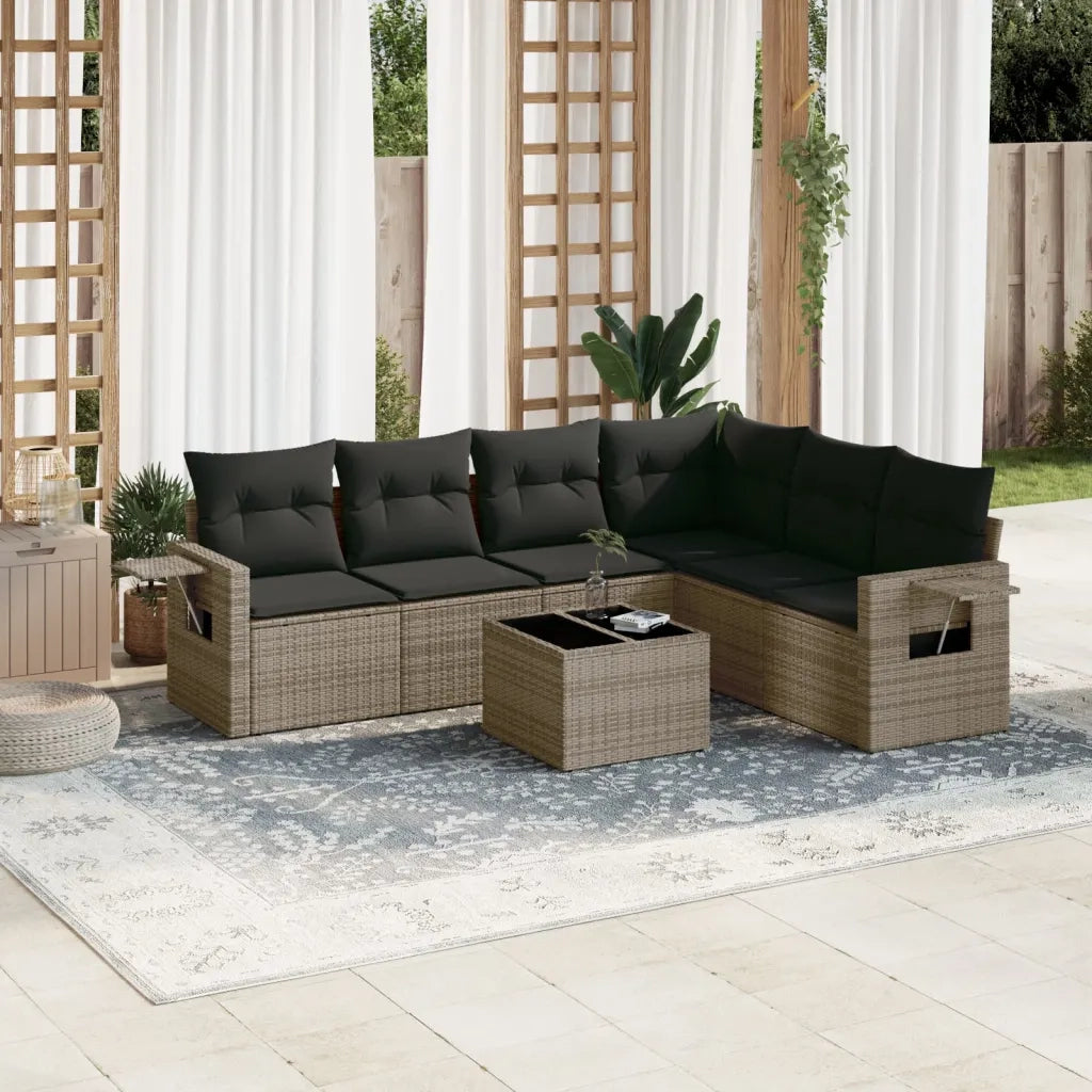 Set Divani da Giardino 7 pz con Cuscini Grigio in Polyrattancod mxl 89305