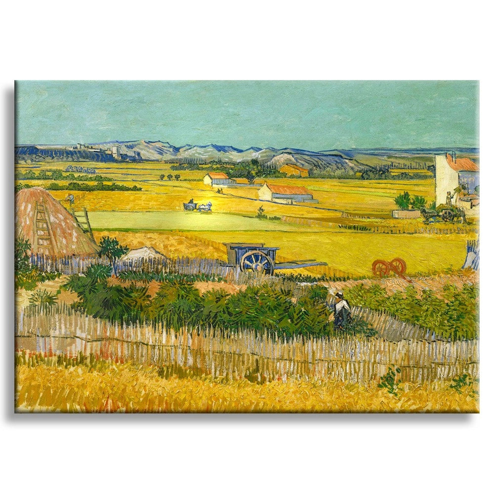 Quadro Canvas su telaio in legno Paesaggio con Carro Blu - Van Gogh Misura: 100x70 cm